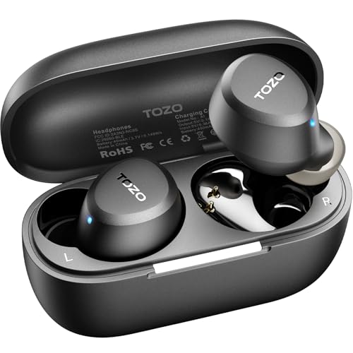 Detalle de TOZO A1 Wireless Earbuds: Ultra-Lightweight Comfort with 32 EQ Presets and AI Calls