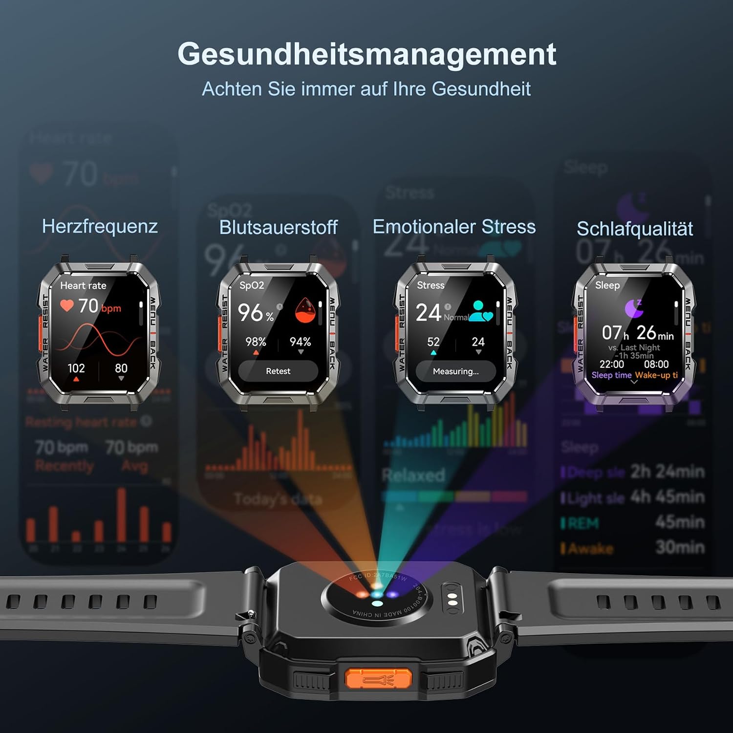 Detalle 2 de Blackview Smartwatch Herren – Fitnessuhr mit Telefonfunktion, IP68, 100+ Sportmodi