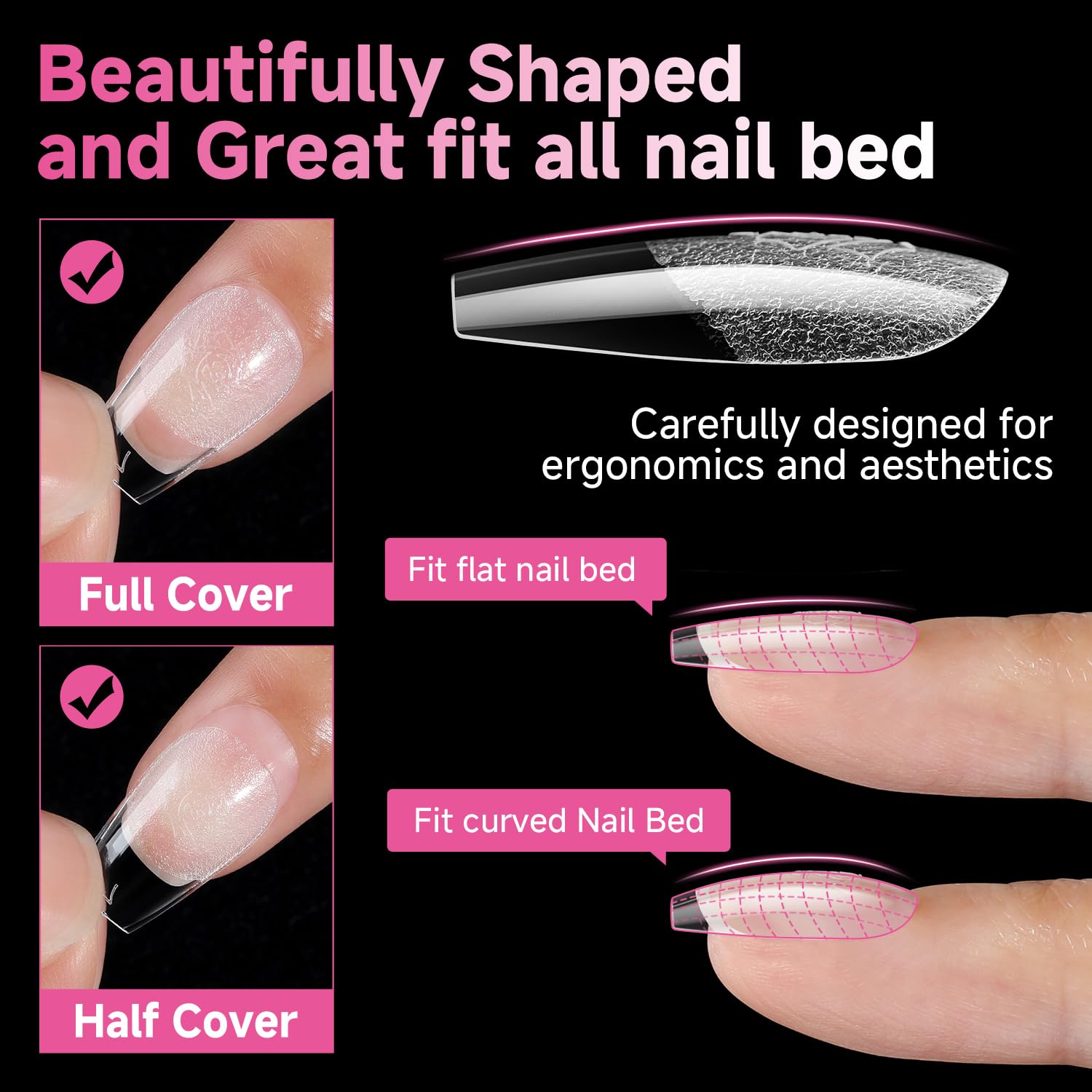 Thumbnail 2 de UNA GELLA Kurz Ballerina Nageltips (312 Stück) – vorgestochen für Gel-Nagelverlängerungen & DIY Nail Art