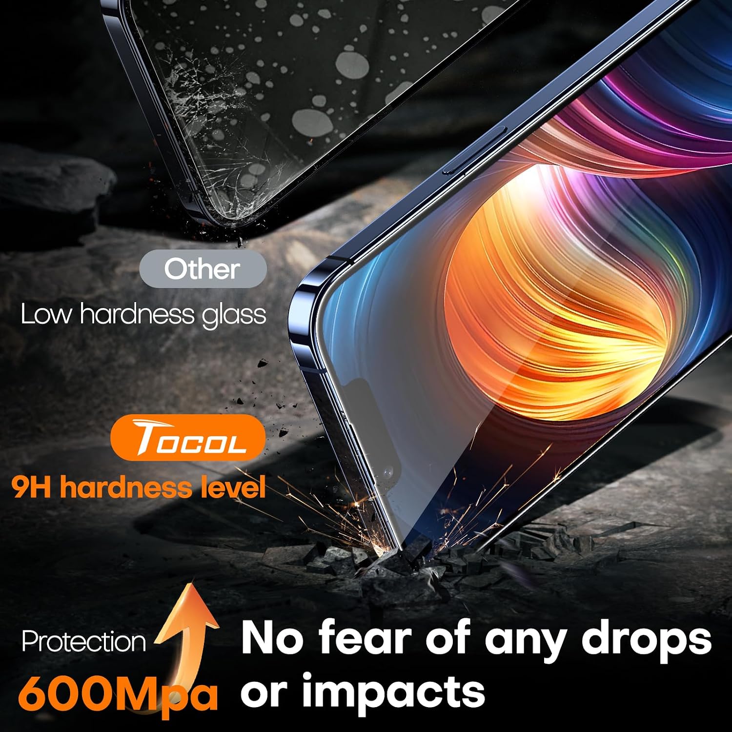 Thumbnail 3 de TOCOL iPhone 13 Pro Max Screen Protector 2-Pack