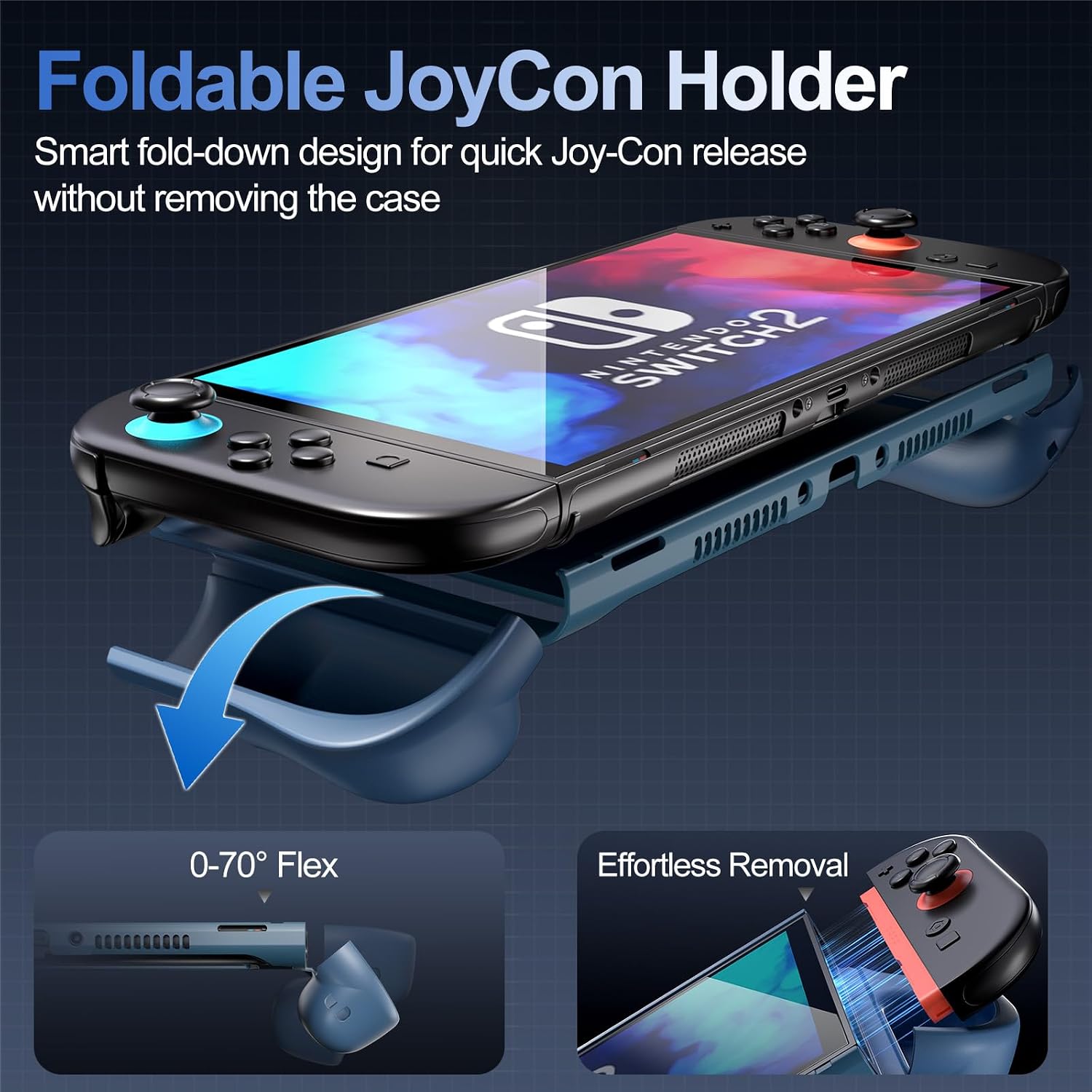Detalle 2 de ProCase PC-08367058 Switch 2 Grip Case with Foldable Handles, Red & Blue