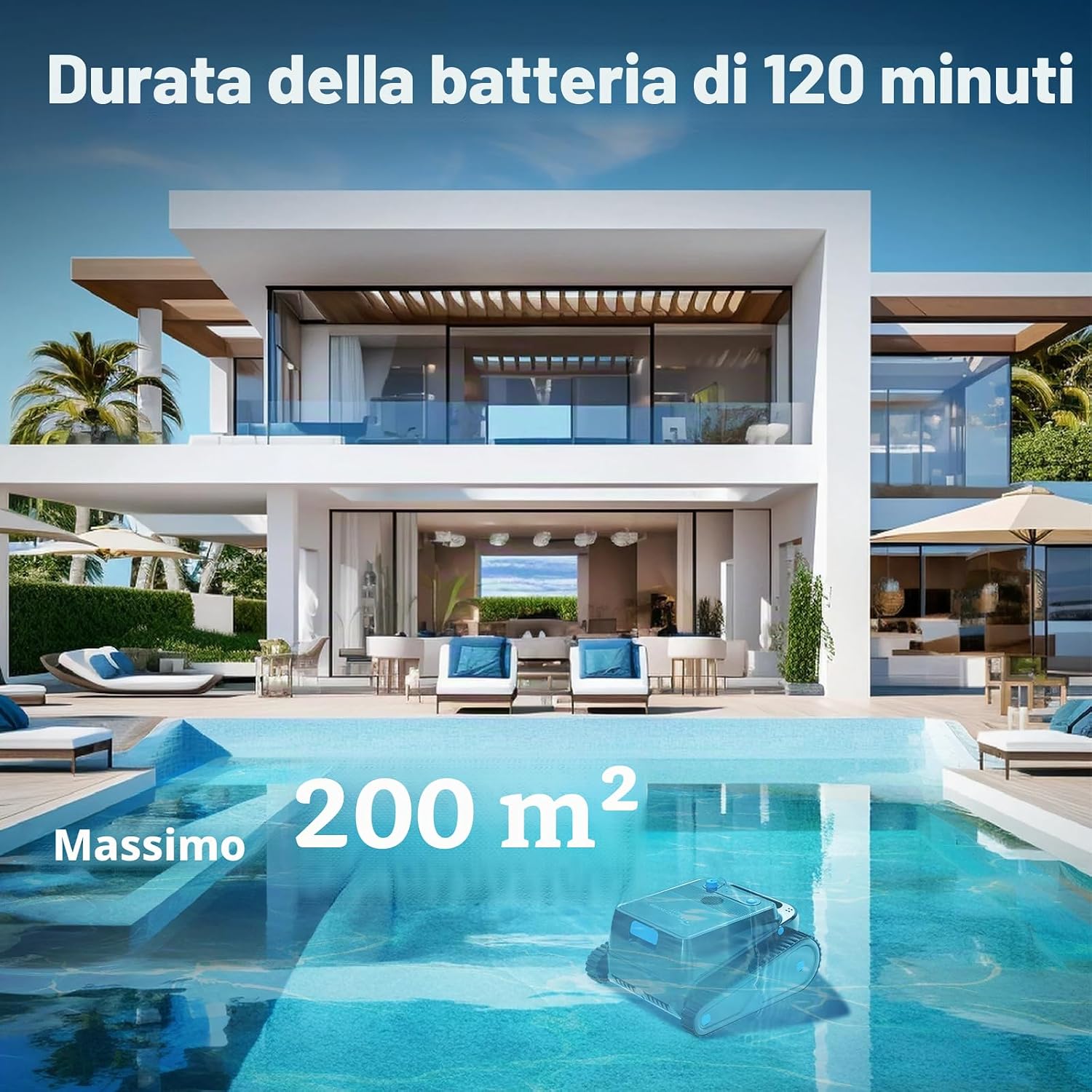 Thumbnail 4 de EVERCROSS BOT: Robot Piscina Senza Fili con App – Pulizia completa fondo, pareti e linea acqua fino a 200 m²