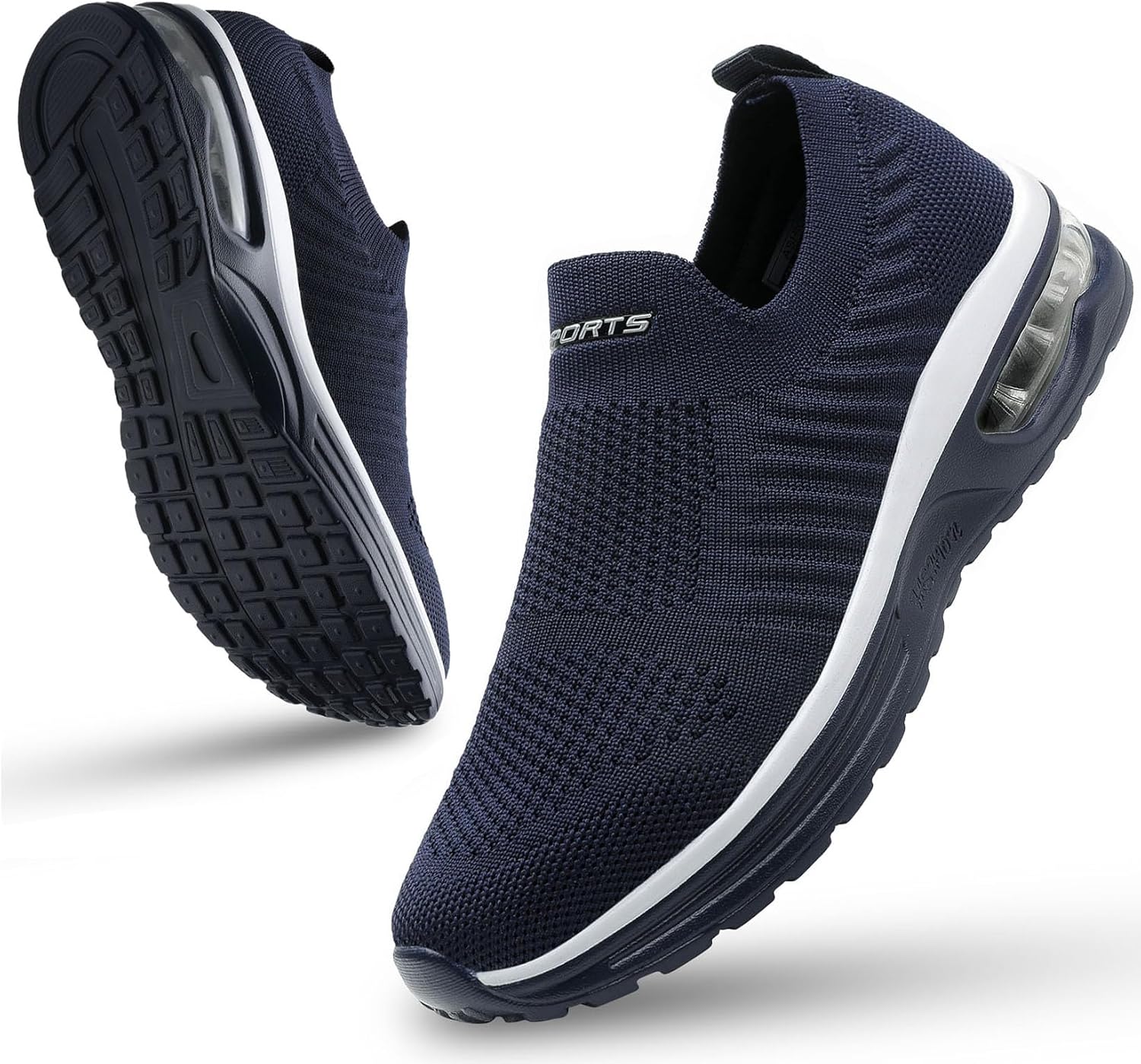 Detalle de Littleplum Damen Slip-On Sneaker mit atmungsaktivem Mesh und elastischen Schnürsenkeln