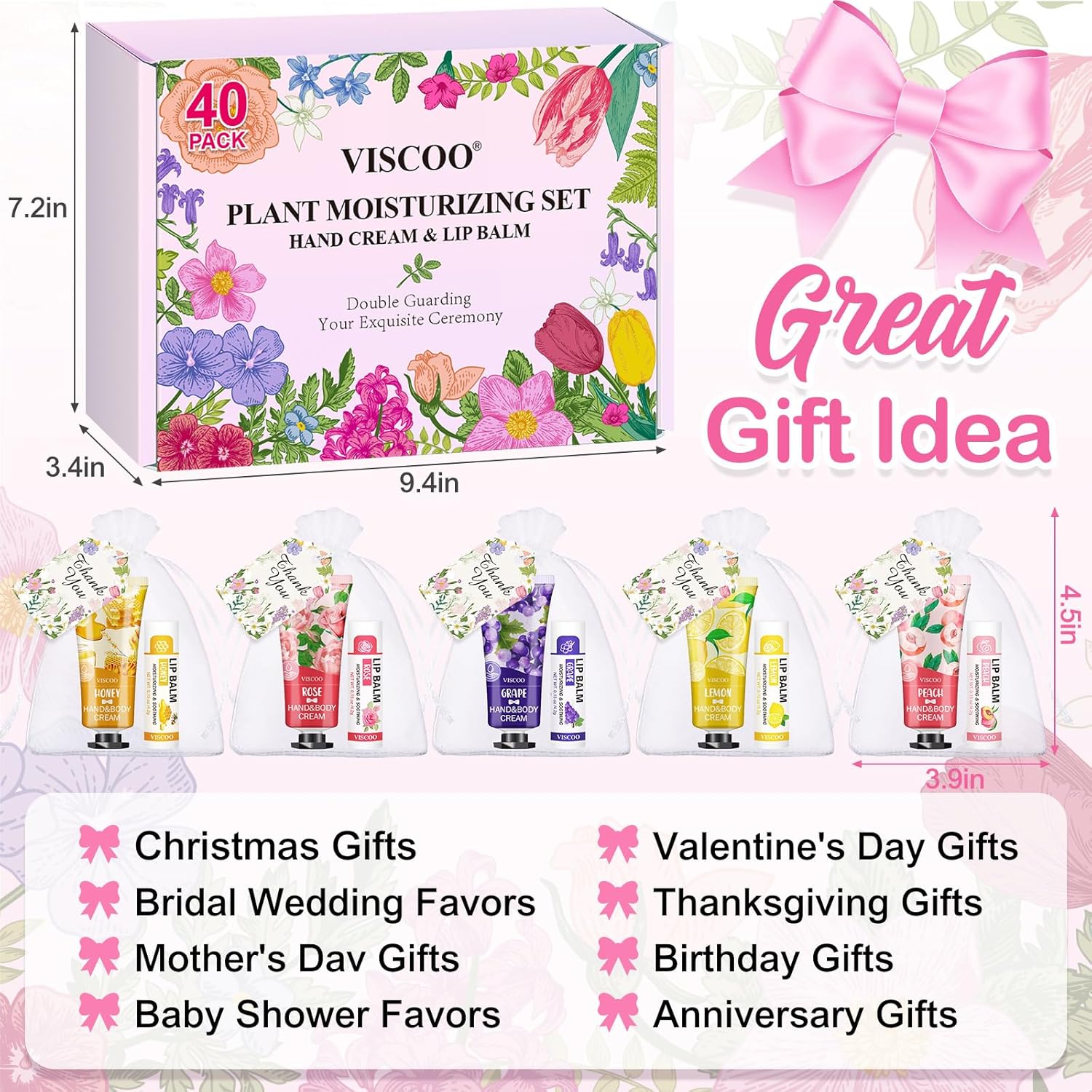 Thumbnail 4 de VISCOO 40 Sets Hand Cream and Lip Balm Bulk Gift Set