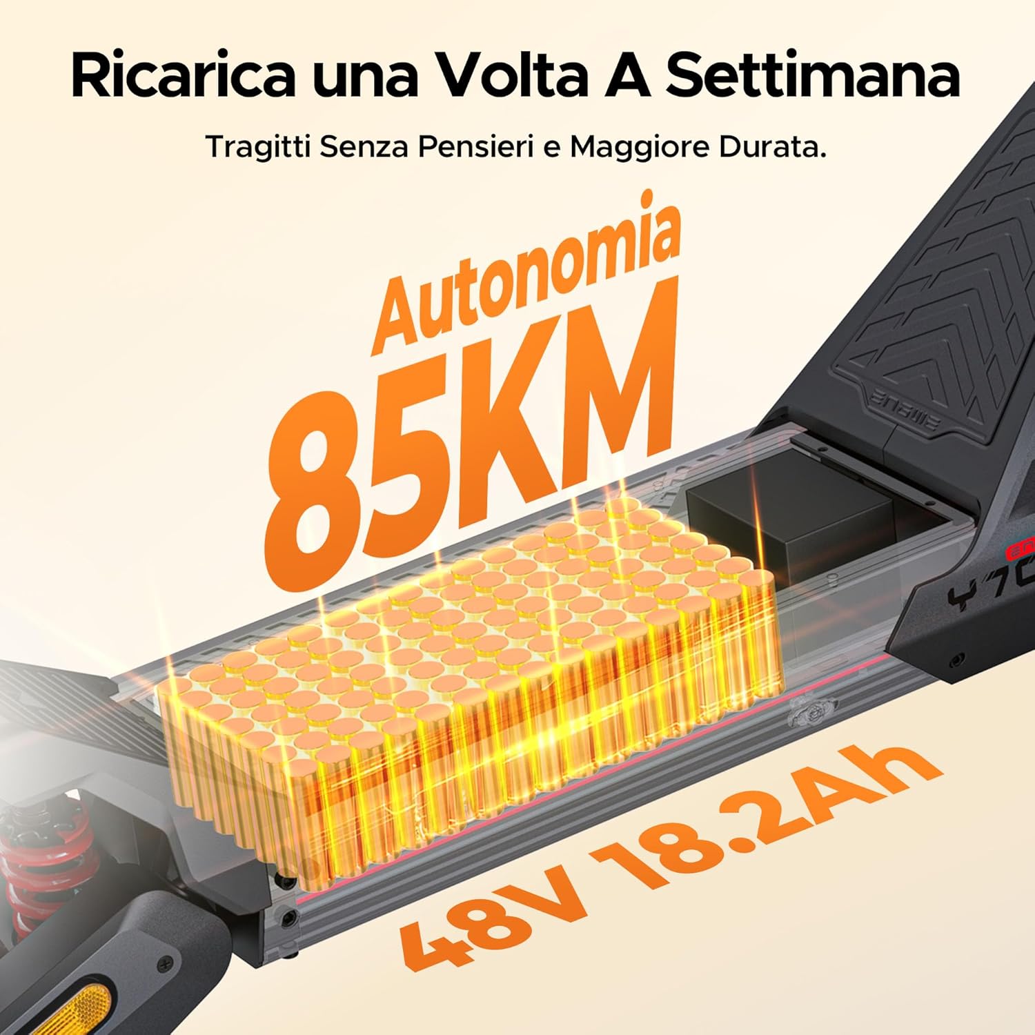 Detalle de ENGWE Y700: Monopattino Elettrico Pieghevole con Batteria 48V 18.2Ah, NFC/Bluetooth, Autonomia fino a 85 km