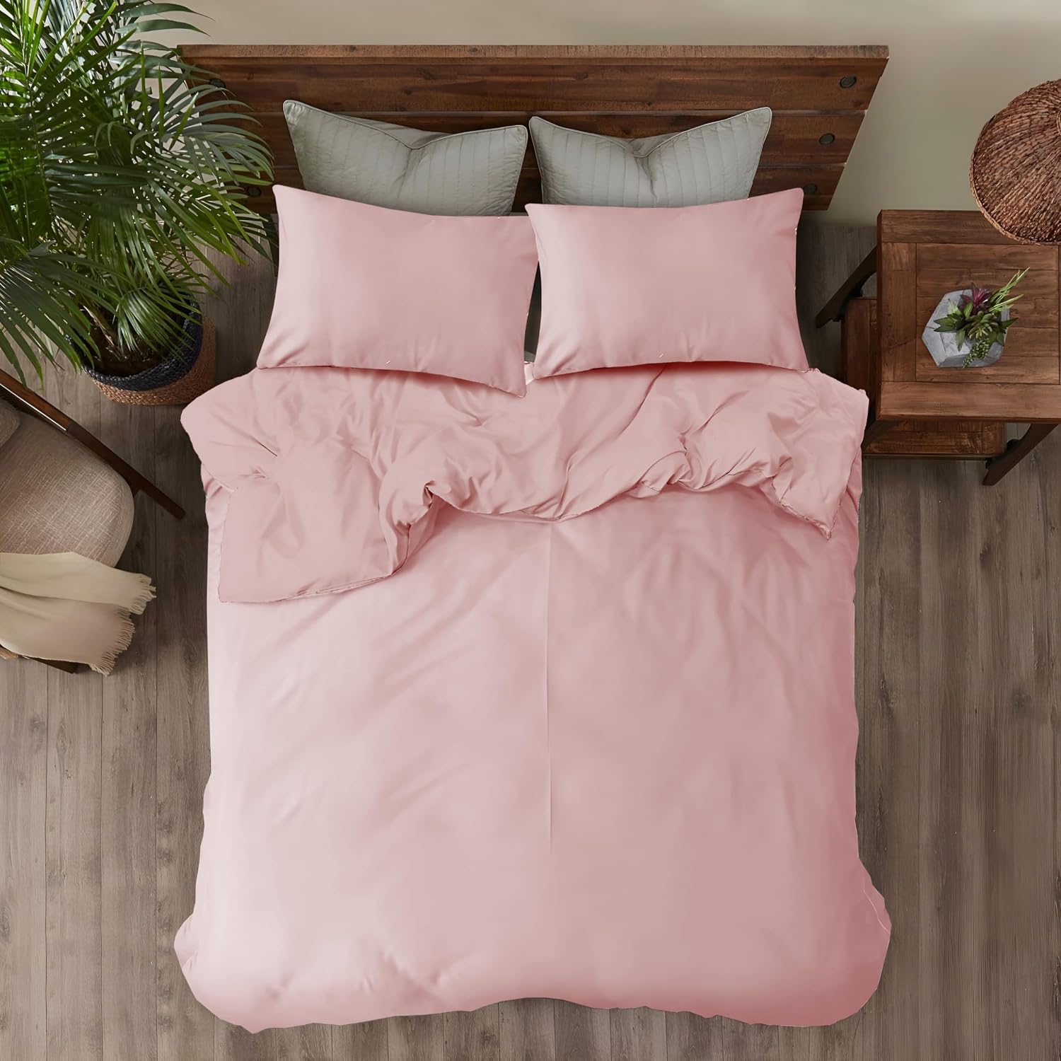 Thumbnail 1 de REHAN & CO Single Duvet Cover Set in Blush (soft brushed microfiber) with pillowcases