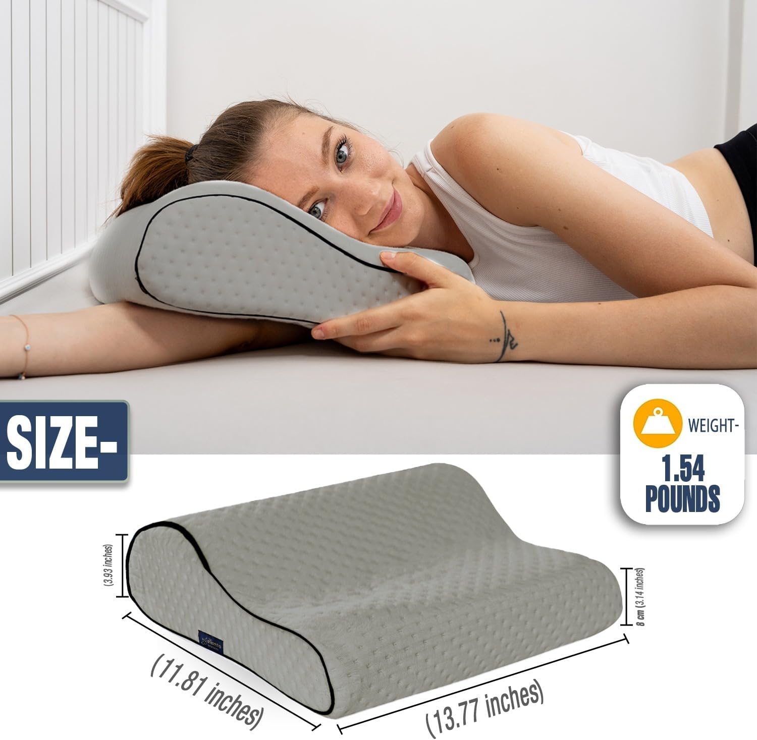 Thumbnail 6 de Alkamto Cuscino da viaggio in memory foam con supporto ergonomico e federa termoregolante, grigio