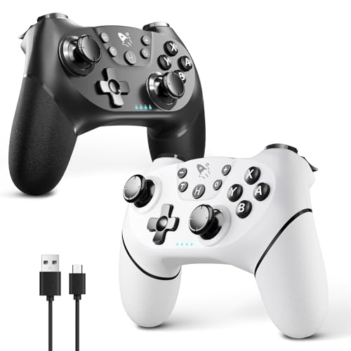 Detalle de AceGamer 2pc Manette sans Fil pour Switch2/1/Lite/OLED – Double vibration, tir rapide et réveil d’un bouton (Noir & Blanc)