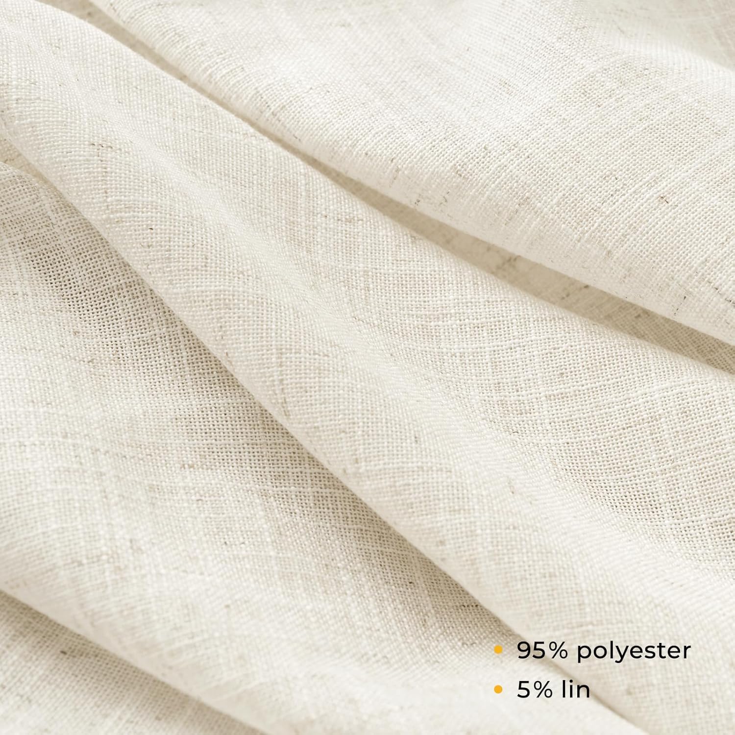 Detalle de INOVADAY Rideaux Aspect Lin Semi-Transparents Lot de 2 – 140L x 260H cm, Naturel
