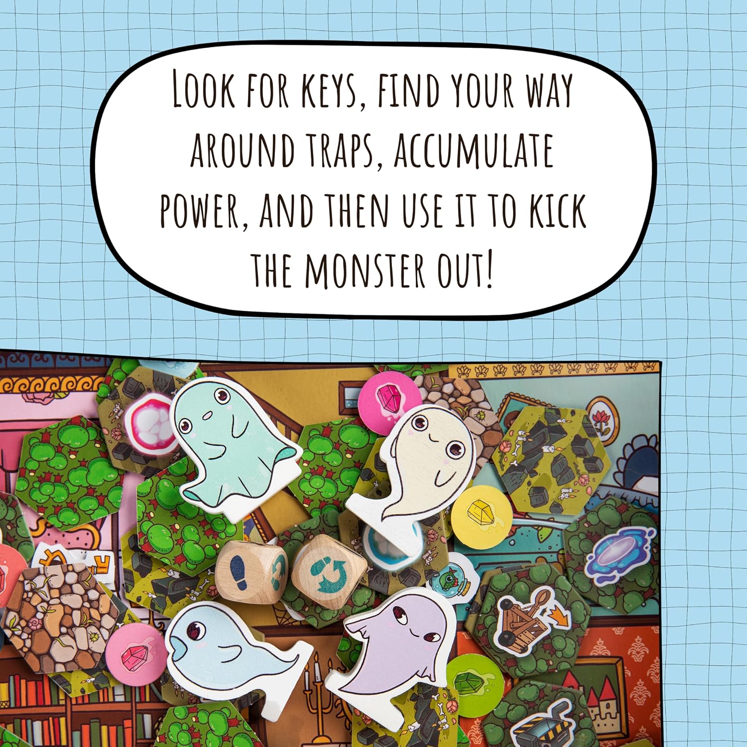 Detalle 2 de The Attic Monster cooperative family board game, ages 5+