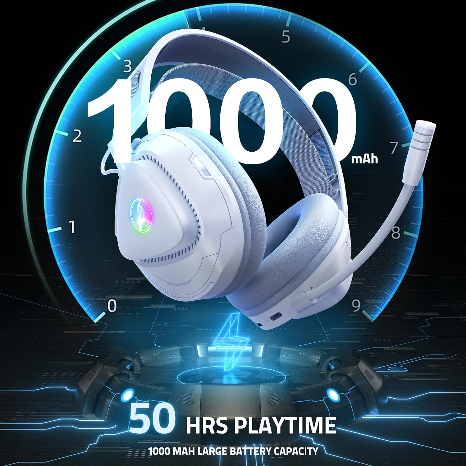 Thumbnail 4 de Awinnasey PH3 Wireless Gaming Headset for PS5, PS4, PC, Mac & Switch (Pearl White)