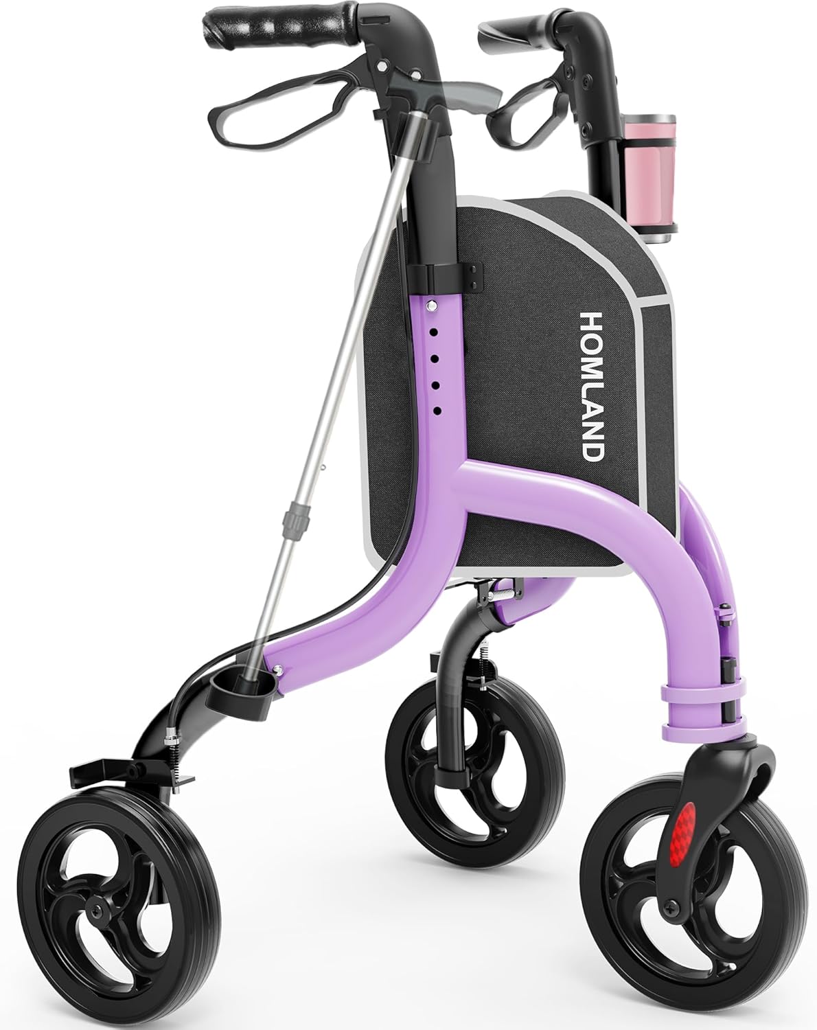 Detalle de HOMLAND 3 Wheel Walkers for Seniors: Foldable Rollator with Cane & Cup Holders