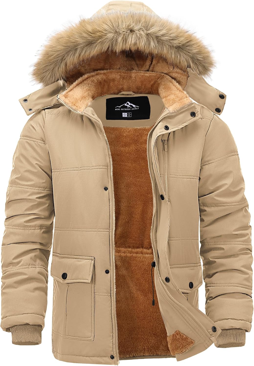 Detalle de Peakwell Men’s Warm Winter Jacket with Detachable Hood