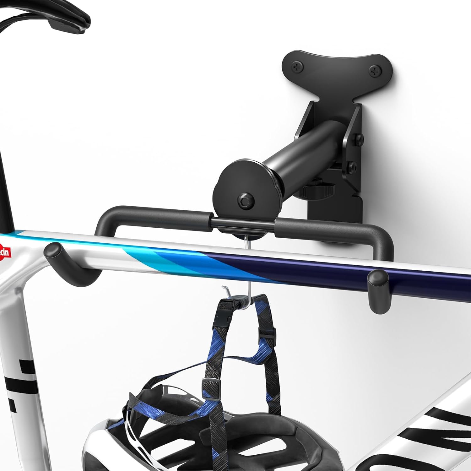 WELDUN Bike Wall Mount with Foldable Rack & Helmet Hook – Adjustable 21–30 cm Storage for Up to 30 kg