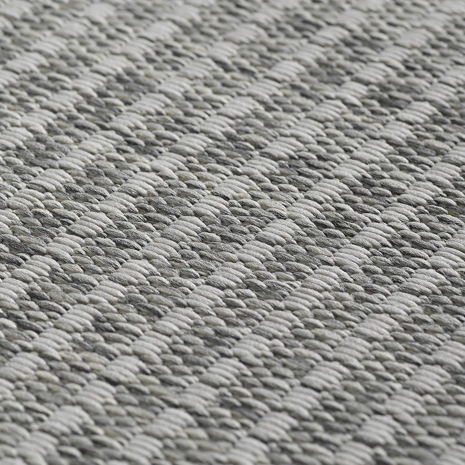 Detalle de SIMPEX Outdoor Teppich 240 x 340 cm – Wetterfestes Flachgewebe mit Sisal-Look, Grau