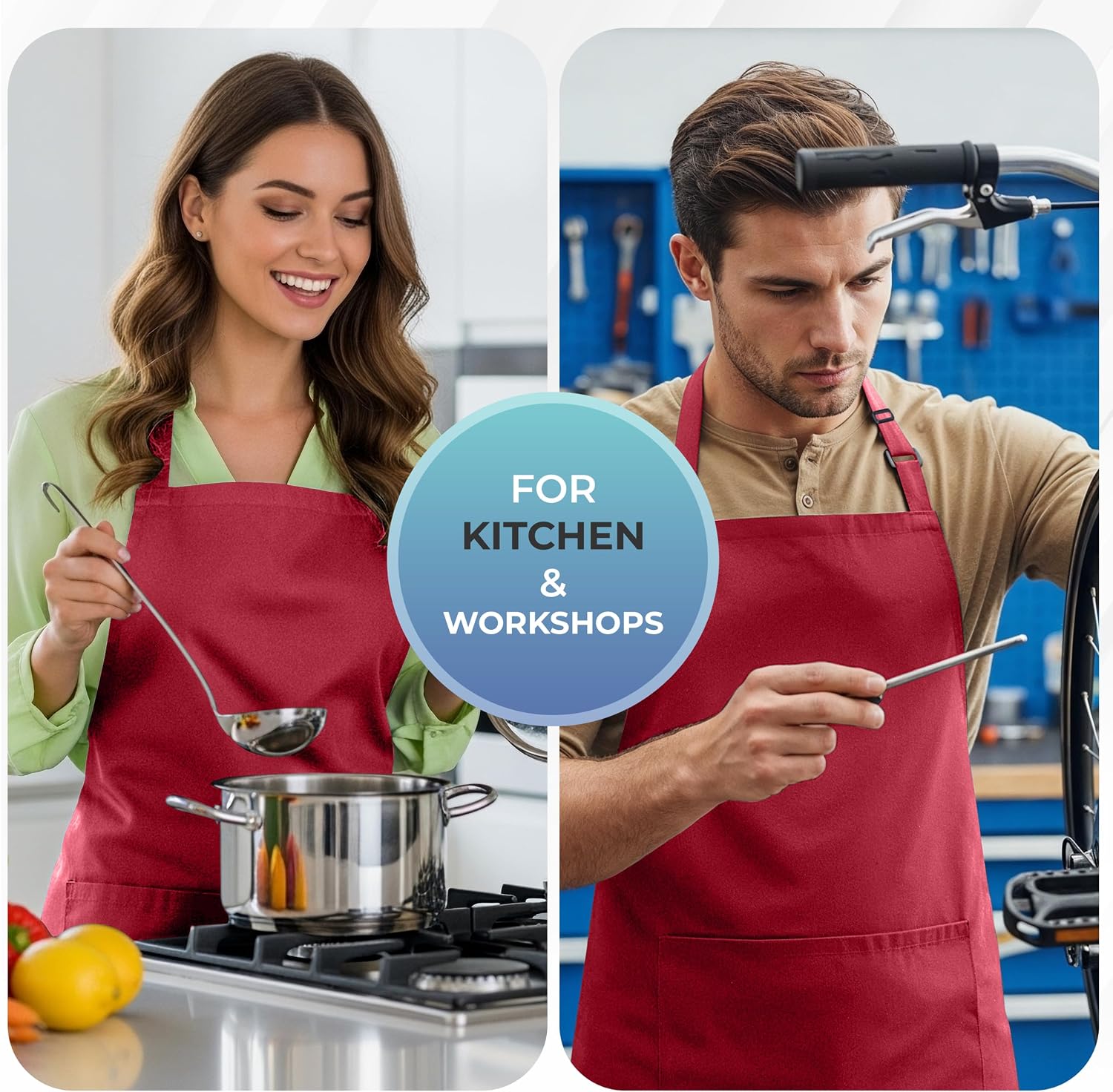 Detalle 2 de Utopia Kitchen Bib Aprons, 4-Pack