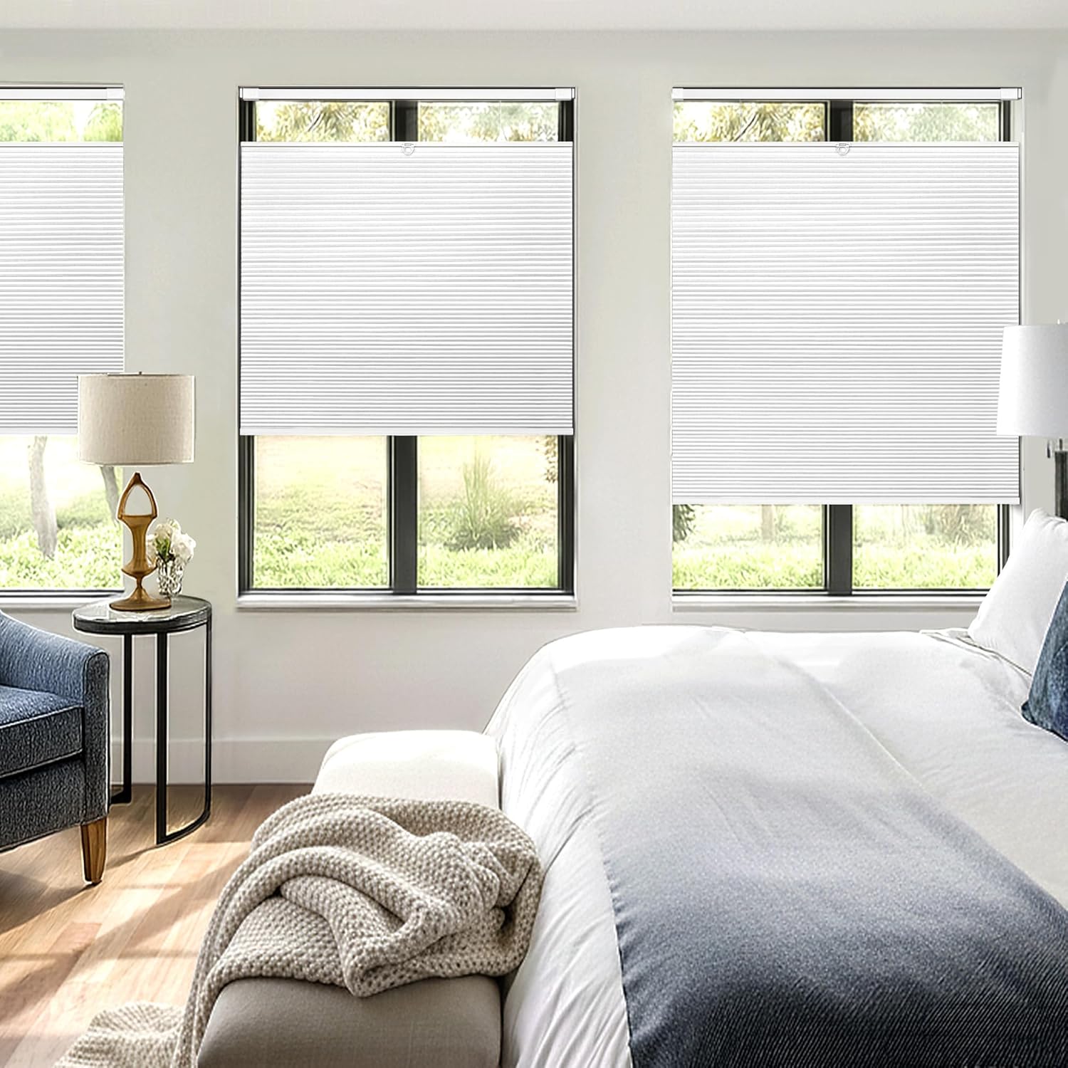 Thumbnail 4 de LazBlinds 41043420 No-Drill Cellular Shade, 35 x 64 in, White Blackout