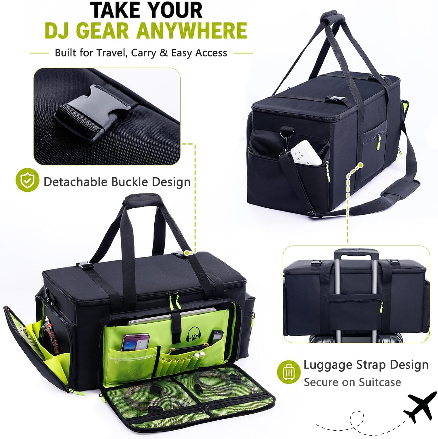 Thumbnail 4 de FRECOLSH AM158 DJ Cable Bag with Laptop Compartment, 5 Cable Slots & Dividers