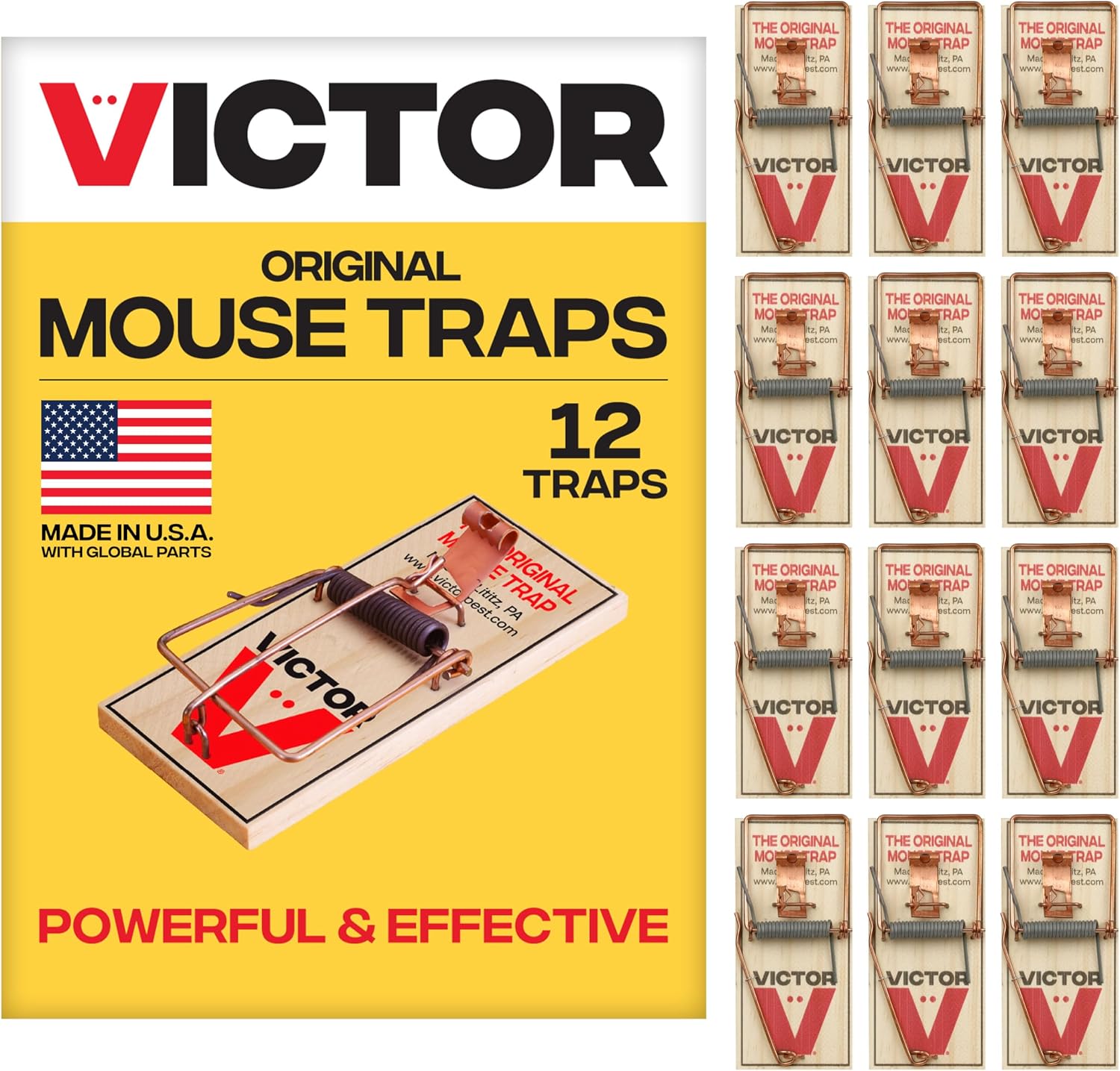Imagen de Victor Metal Pedal Mouse Traps, 12-Pack: Reusable Wooden Snap Traps en OfertitasTOP