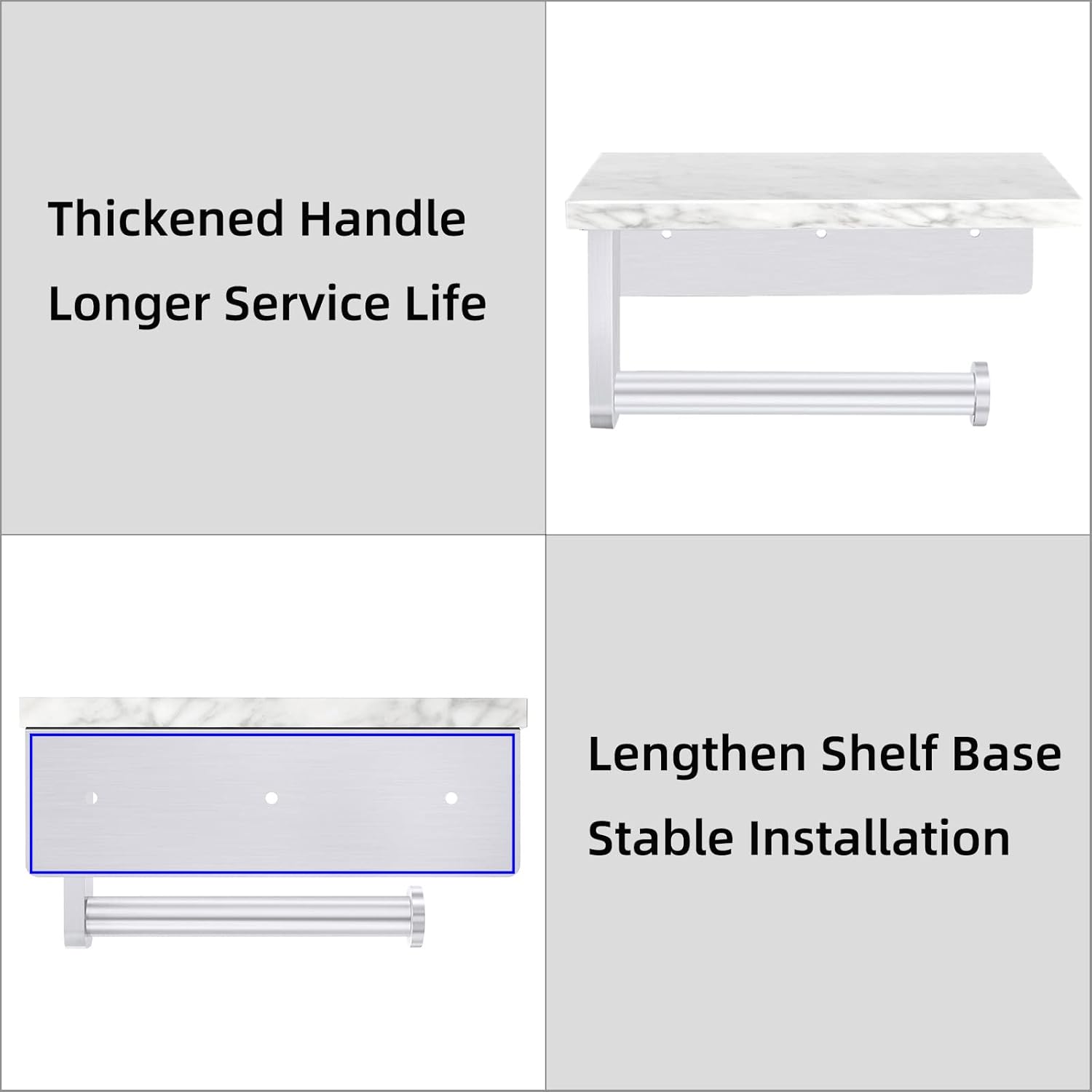 Thumbnail 4 de Gypie Toilet Roll Holder with Marble Shelf 17cm