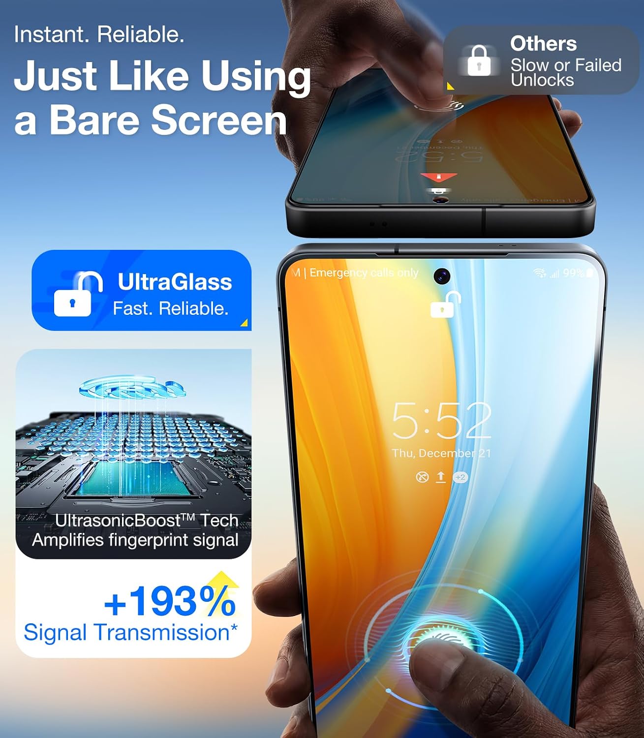 Thumbnail 5 de UltraGlass Unbreak 9H+ Glass Samsung Galaxy S25 Ultra 2-pack
