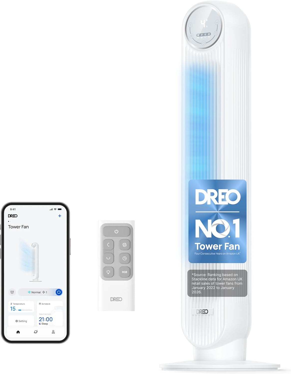 Detalle de Dreo Smart Tower Fan 36in 25ft/s