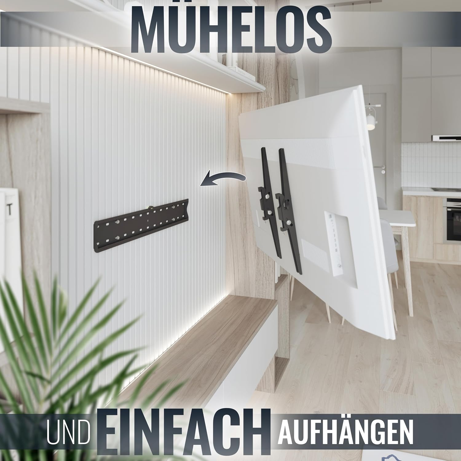 Detalle de RICOO TV-Wandhalterung N2164 – Neigbar, 40–75 Zoll, bis 40 kg, VESA 600×400