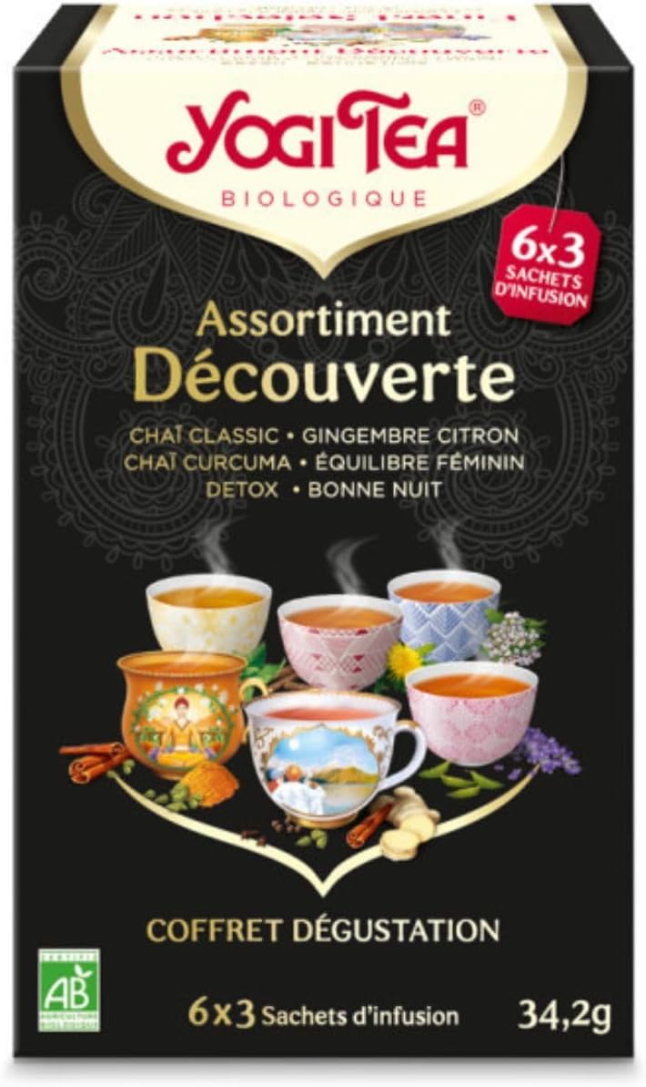 Detalle de YOGI TEA Coffret Découverte 30 sachets – assortiment bio de 5 infusions ayurvédiques