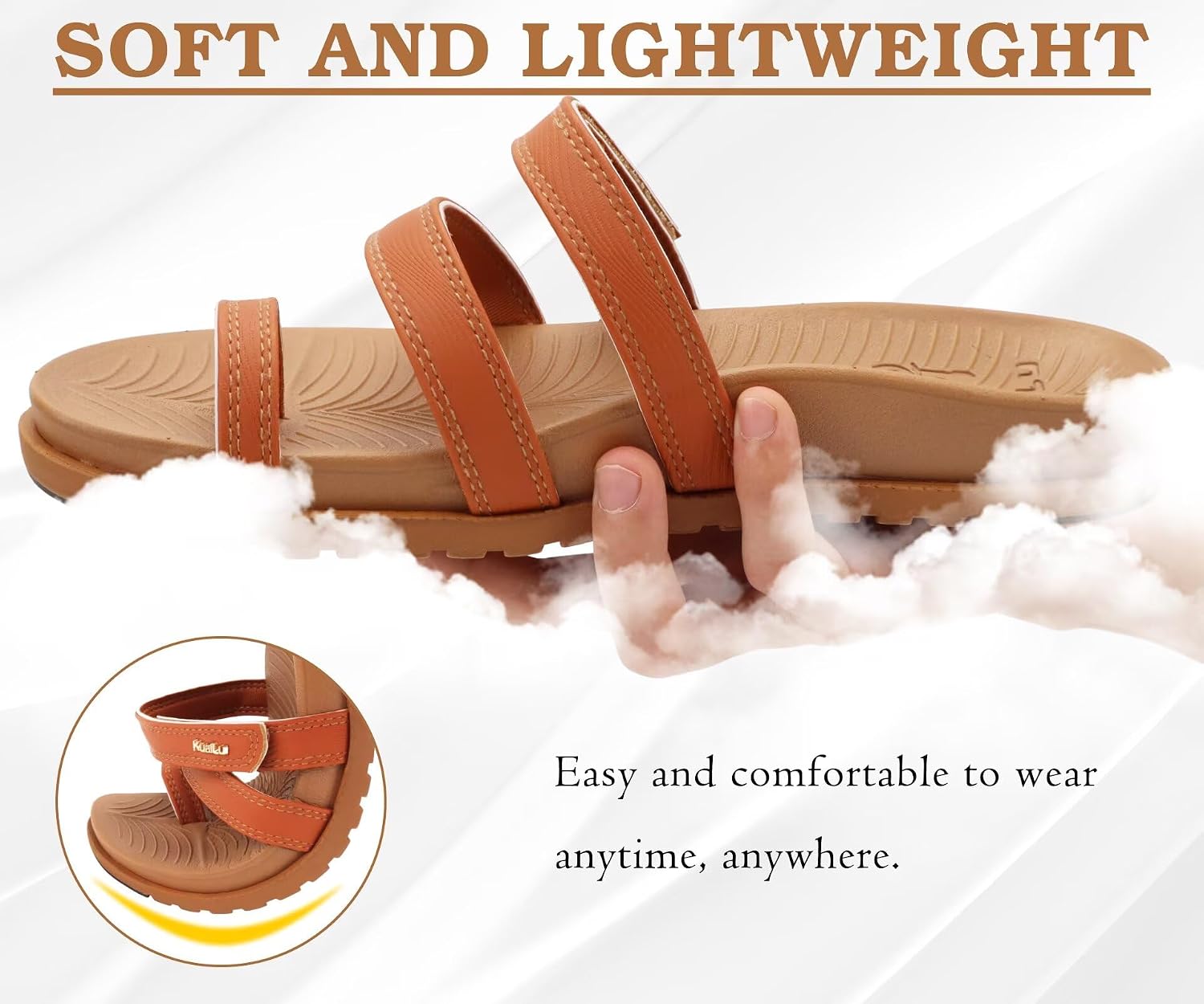 Detalle de KuaiLu Women's Slides Sandals with Arch Support: Lightweight Orthotic Comfort for Everyday Wear