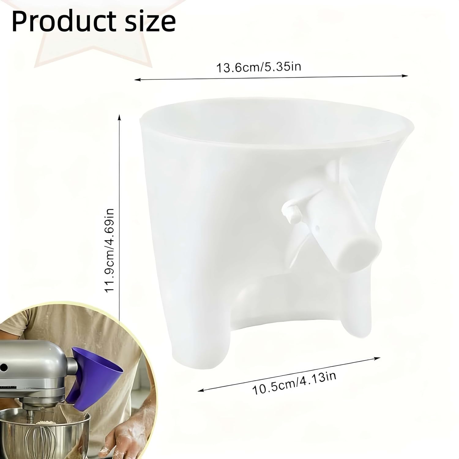 Detalle de LWOGD Flour Funnel for KitchenAid Tilt-Head Mixers, Red, Dishwasher Safe