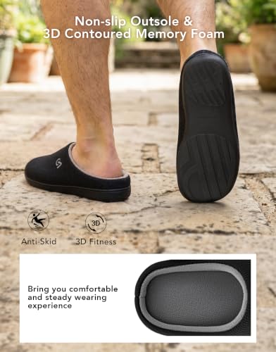 Thumbnail 4 de VeraCosy Men's Two-Tone Memory Foam Slippers (Muted Black/Grey) – UK 10–11