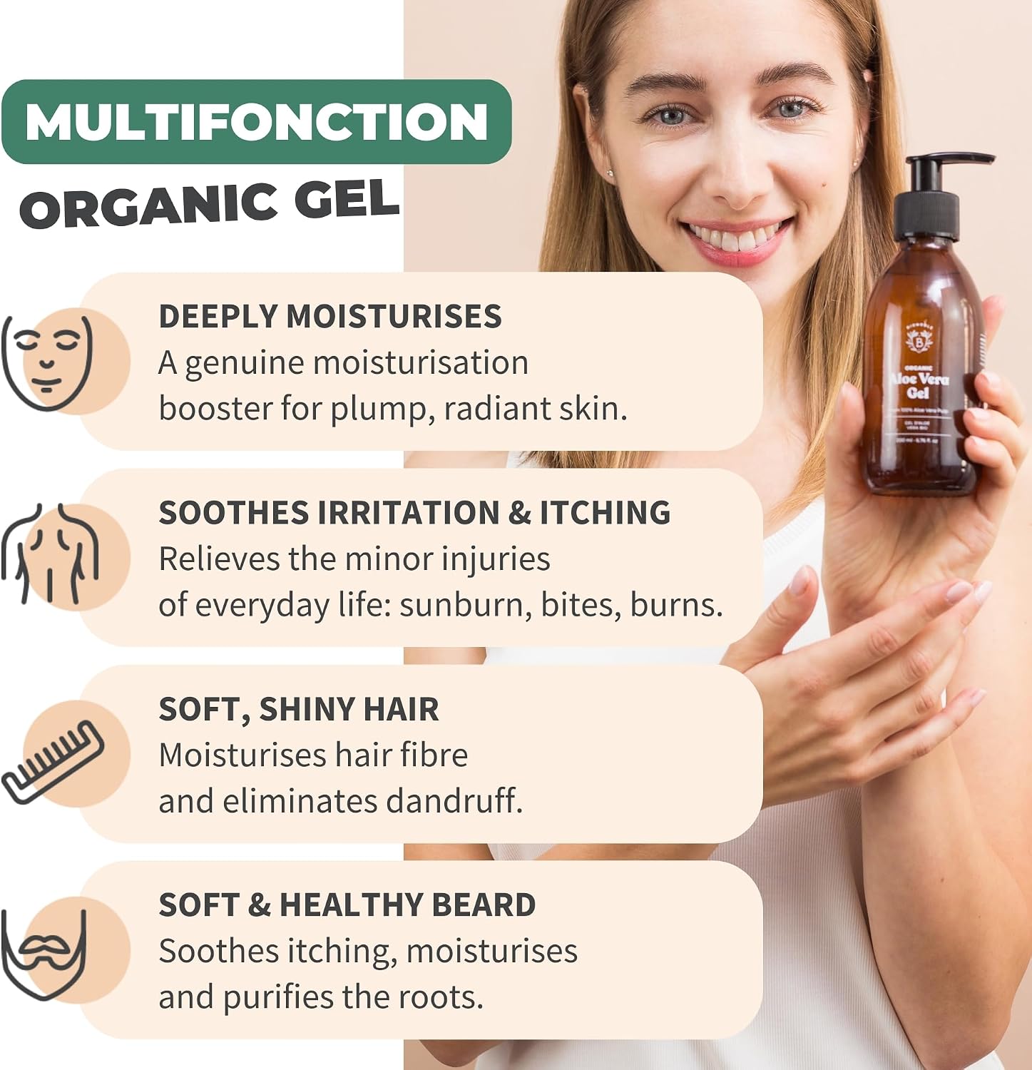 Thumbnail 2 de BIONOBLE Aloë Vera Gel Bio 97% voor gezicht, haar en lichaam, 200 ml