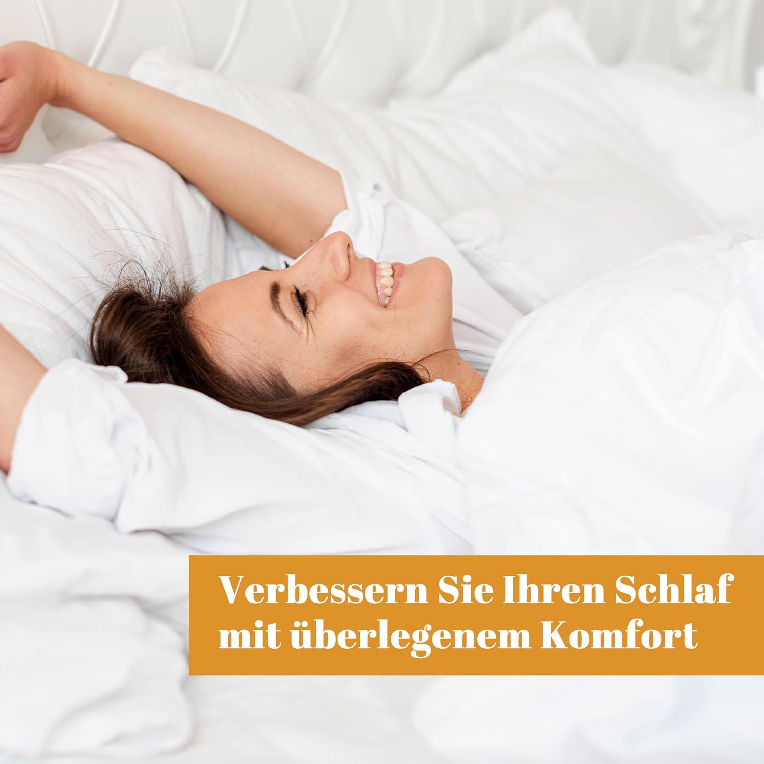 Thumbnail 5 de Ensemble housse de couette Sonive en satin de coton (400 fils) 155 x 220 cm, 2 taies 80 x 80 cm – Blanc