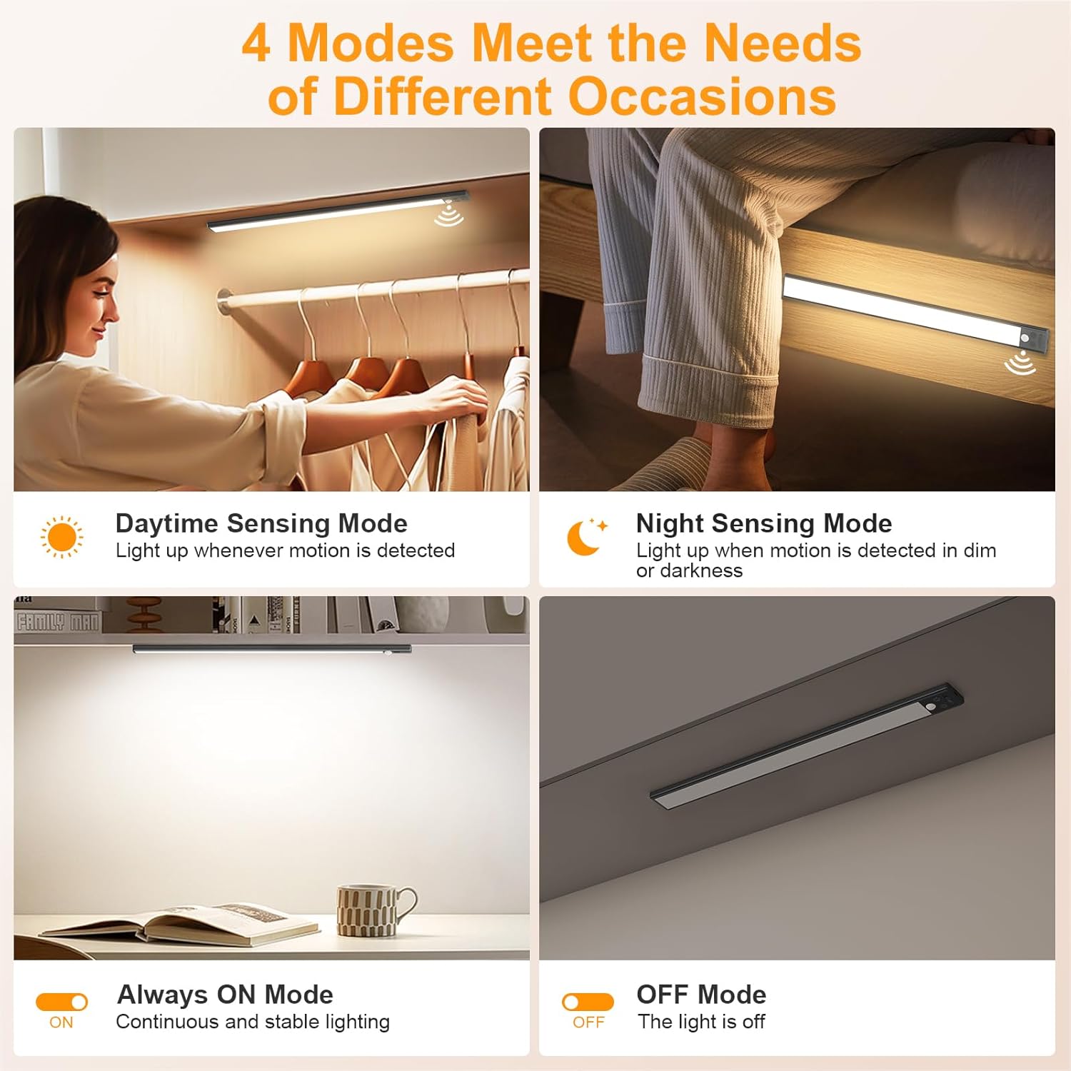 Thumbnail 5 de Gritin Under Cabinet Kitchen Lights Rechargeable 2 Pack: 3 CCT, 5 Brightness Levels, Motion Sensor, USB-C