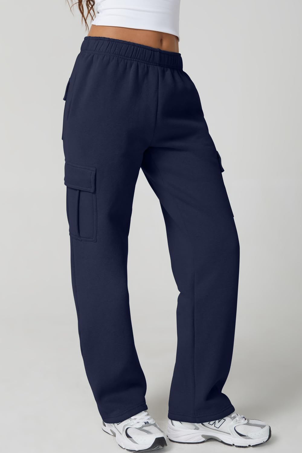 Detalle de QINSEN Women's Cargo Sweatpants, 31-Inch Inseam