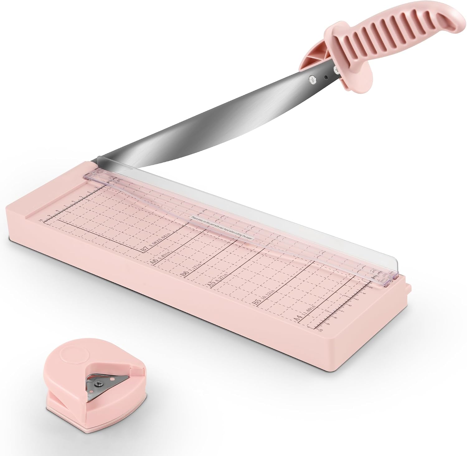 Detalle de MAKEASY STC408 12-Inch Guillotine Paper Cutter, 12-Sheet Capacity, Pink