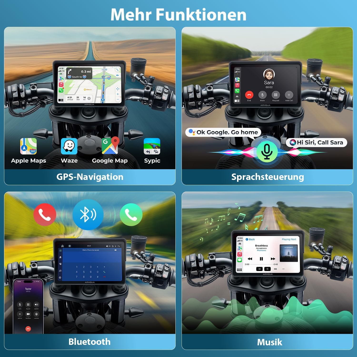 Thumbnail 4 de APHQUA CarPlay Display 7 Zoll Motorrad