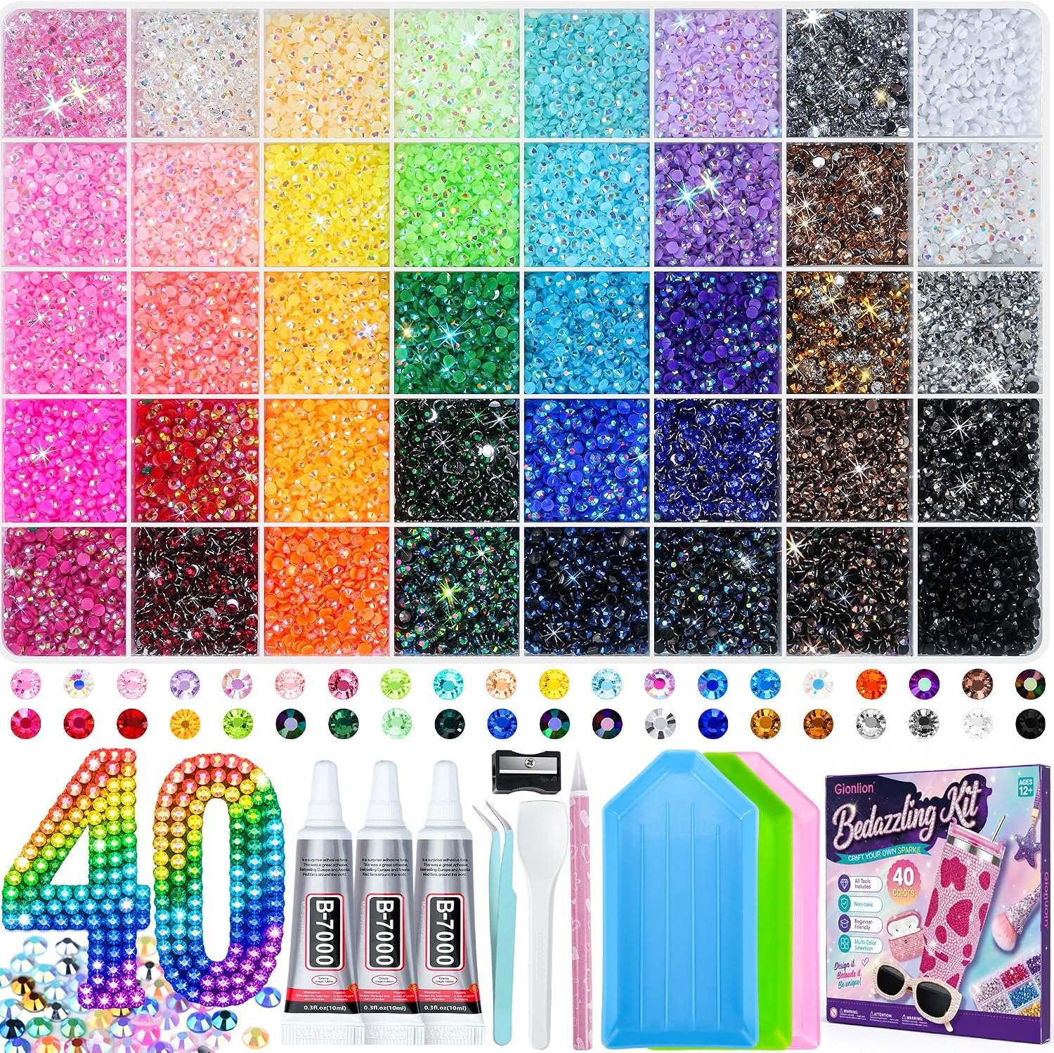 Detalle de Gionlion Rhinestone Craft Kit, 3mm