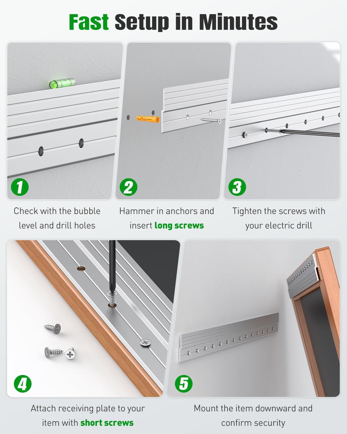 Thumbnail 4 de Uniclife 2 Pairs 76 cm French Cleat Hanger (up to 90 kg) with Bubble Level