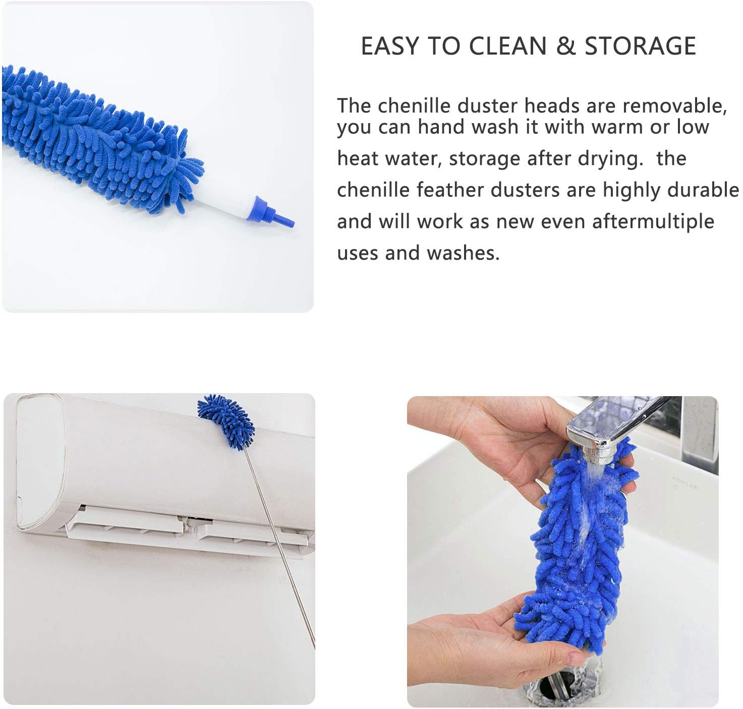 Thumbnail 6 de Microfiber Duster cleaning kit with telescoping extension pole (30–81 inch) – reusable bendable dusters for ceilings, fans and cobwebs