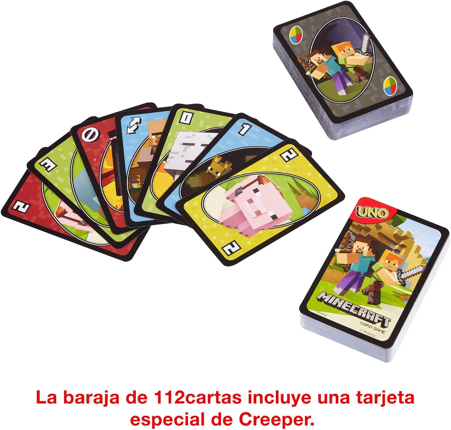 Detalle de Mattel Games UNO Minecraft: juego de cartas para niños a partir de 7 años