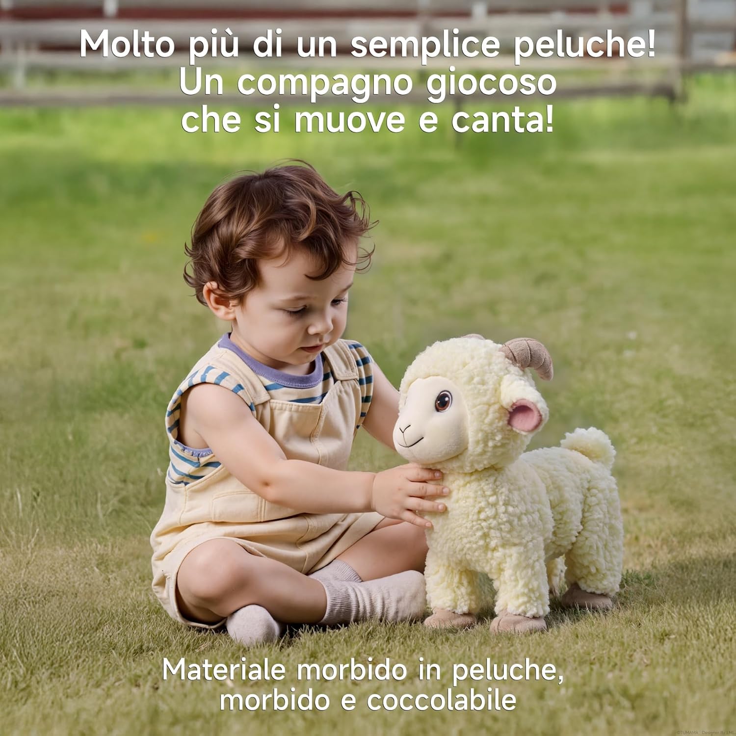 Detalle de eJog Pup Pecora di peluche che cammina, canta e telecomanda con guinzaglio