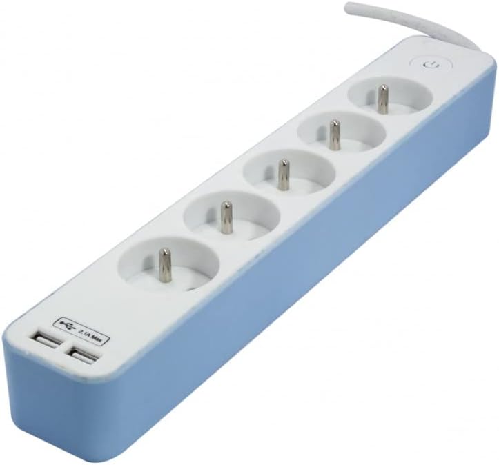 Thumbnail 1 de Bloc multiprise 5 prises FR 16A USB A+C – Bleu, Chacon