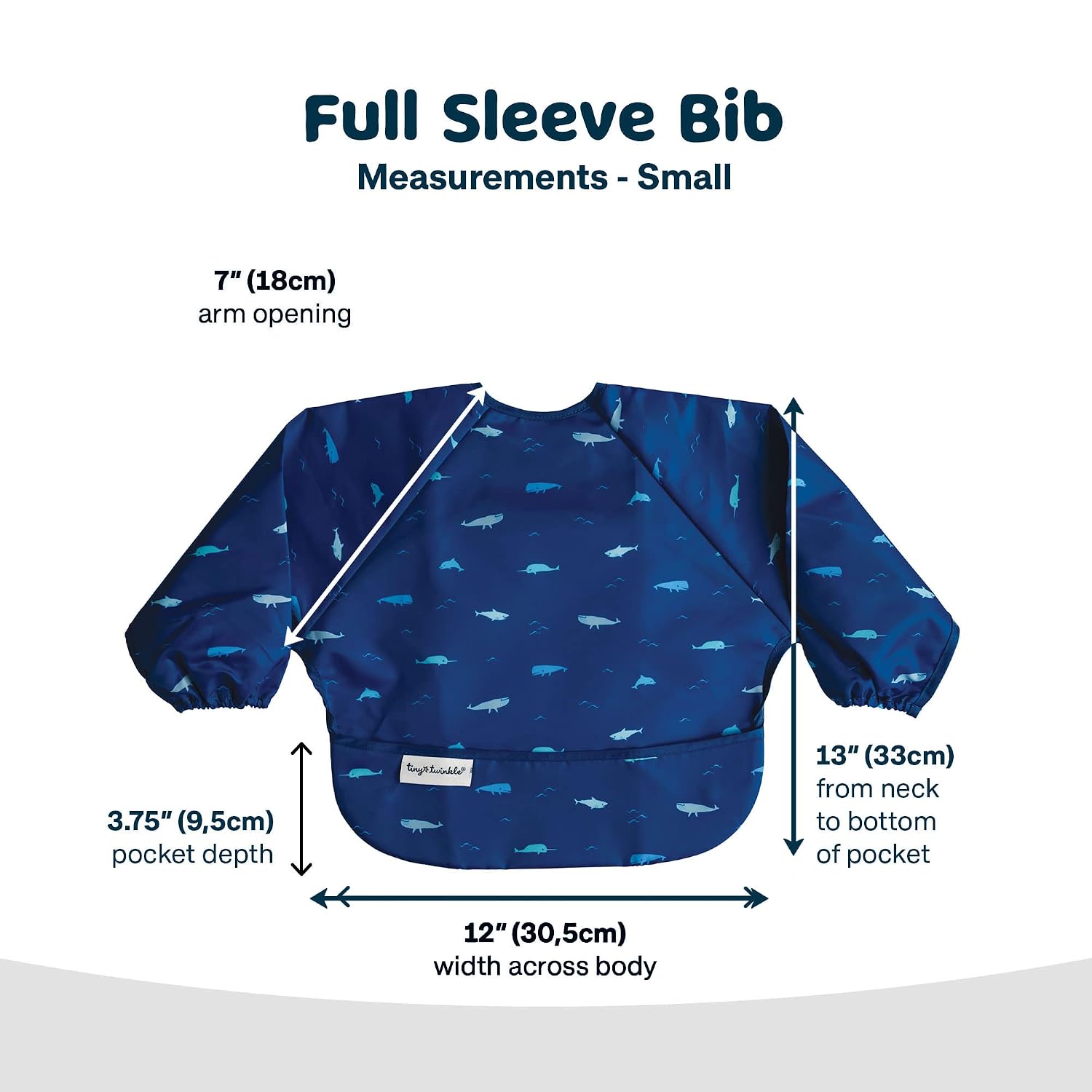 Detalle 2 de Tiny Twinkle Long-Sleeve Baby Bib, Waterproof, Machine Washable, Ocean Life, 6–24M