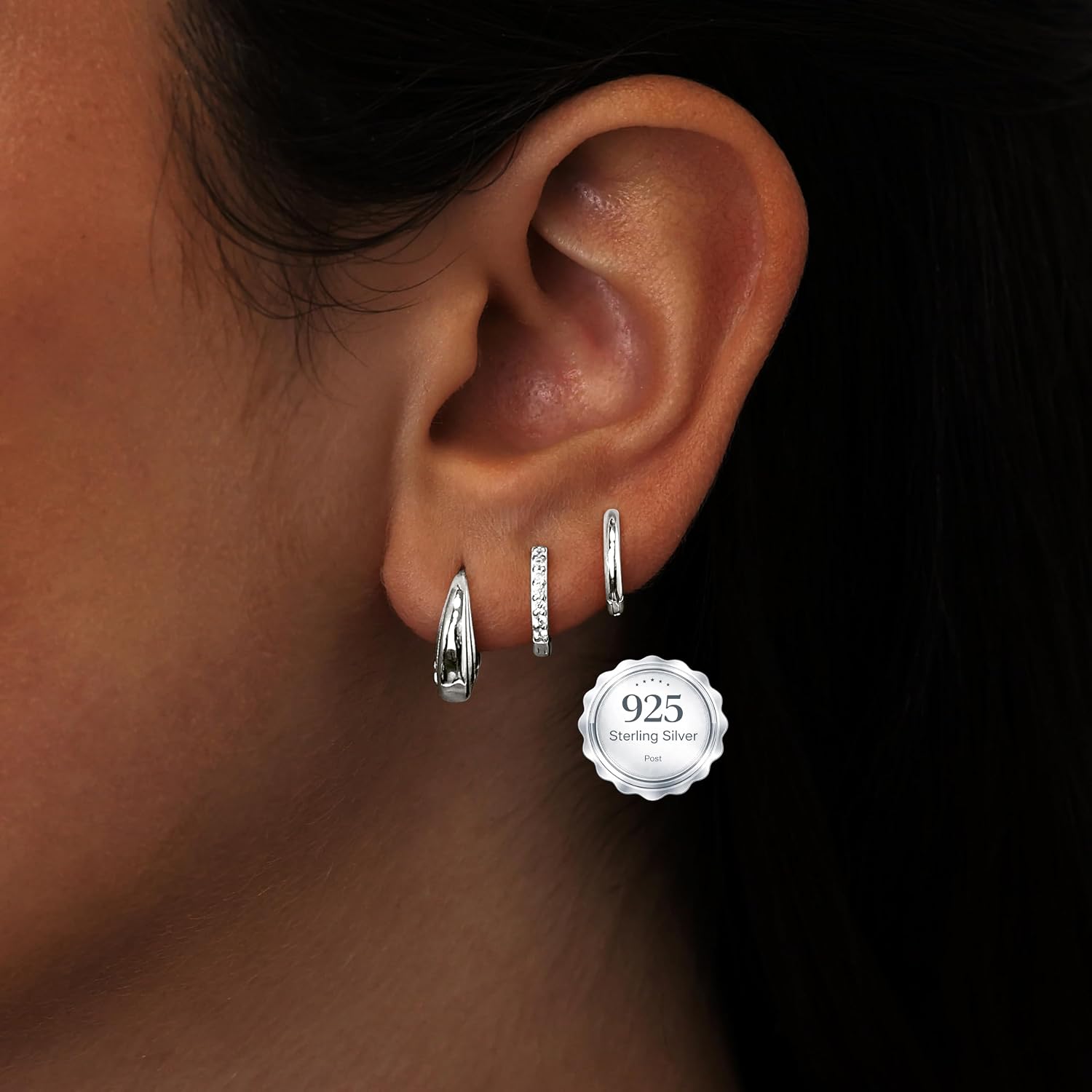 Detalle 2 de Poxtex Huggie Hoop Earrings 8mm 💍