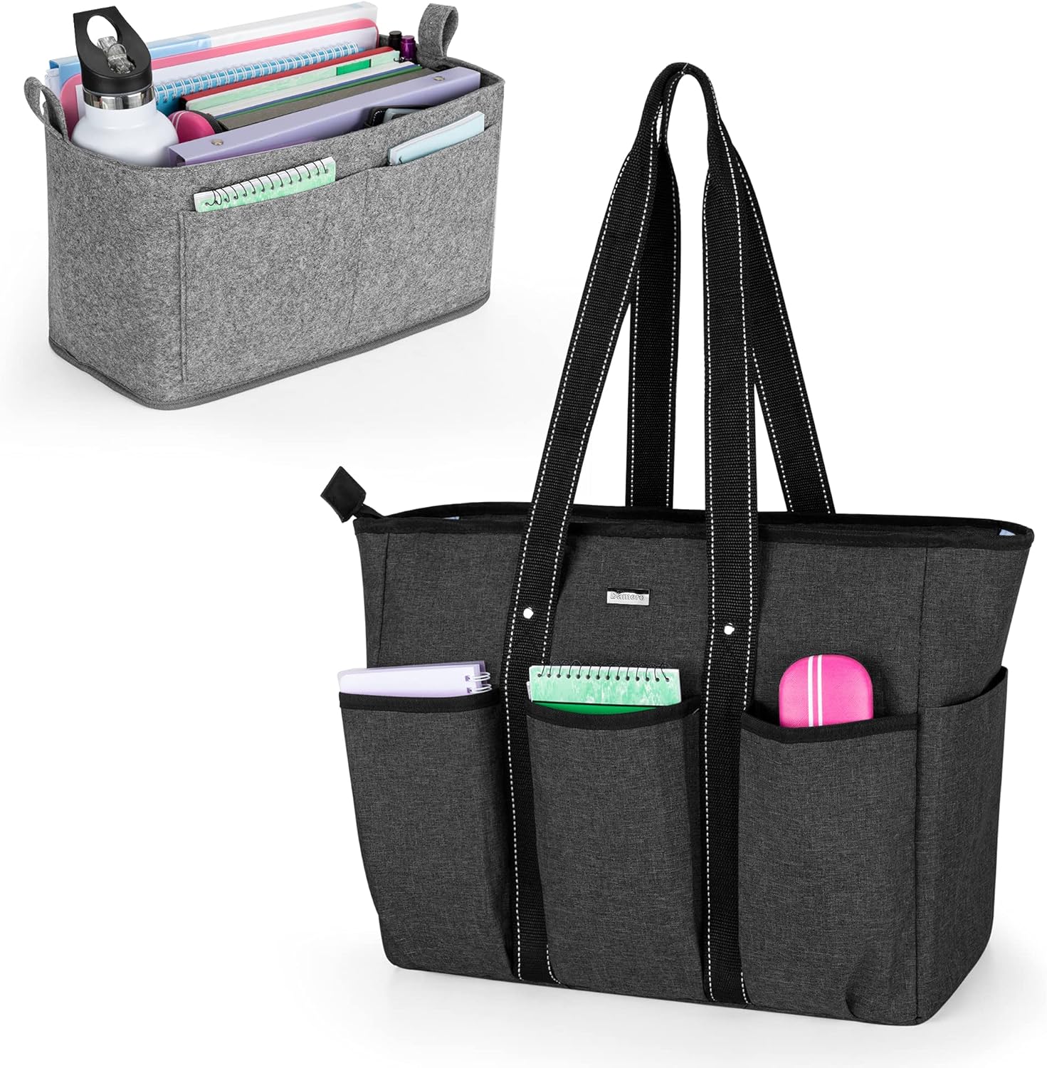 Detalle de Damero Teacher Bag with Felt Organiser Insert: A practical, spacious tote for work, study and travel