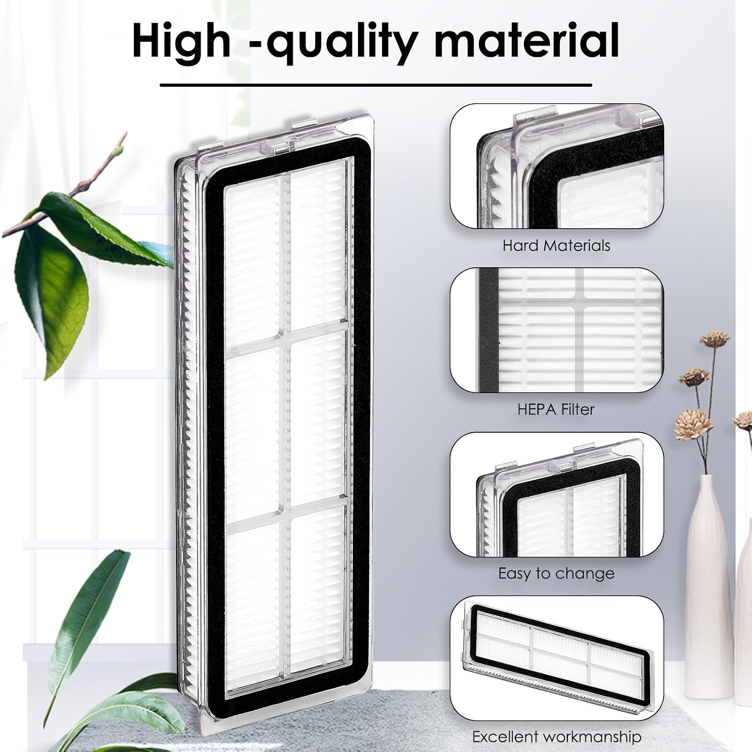 Detalle de FILTERIST L10s Ultra HEPA-filter, 3-pack för kompatibla robotdammsugare