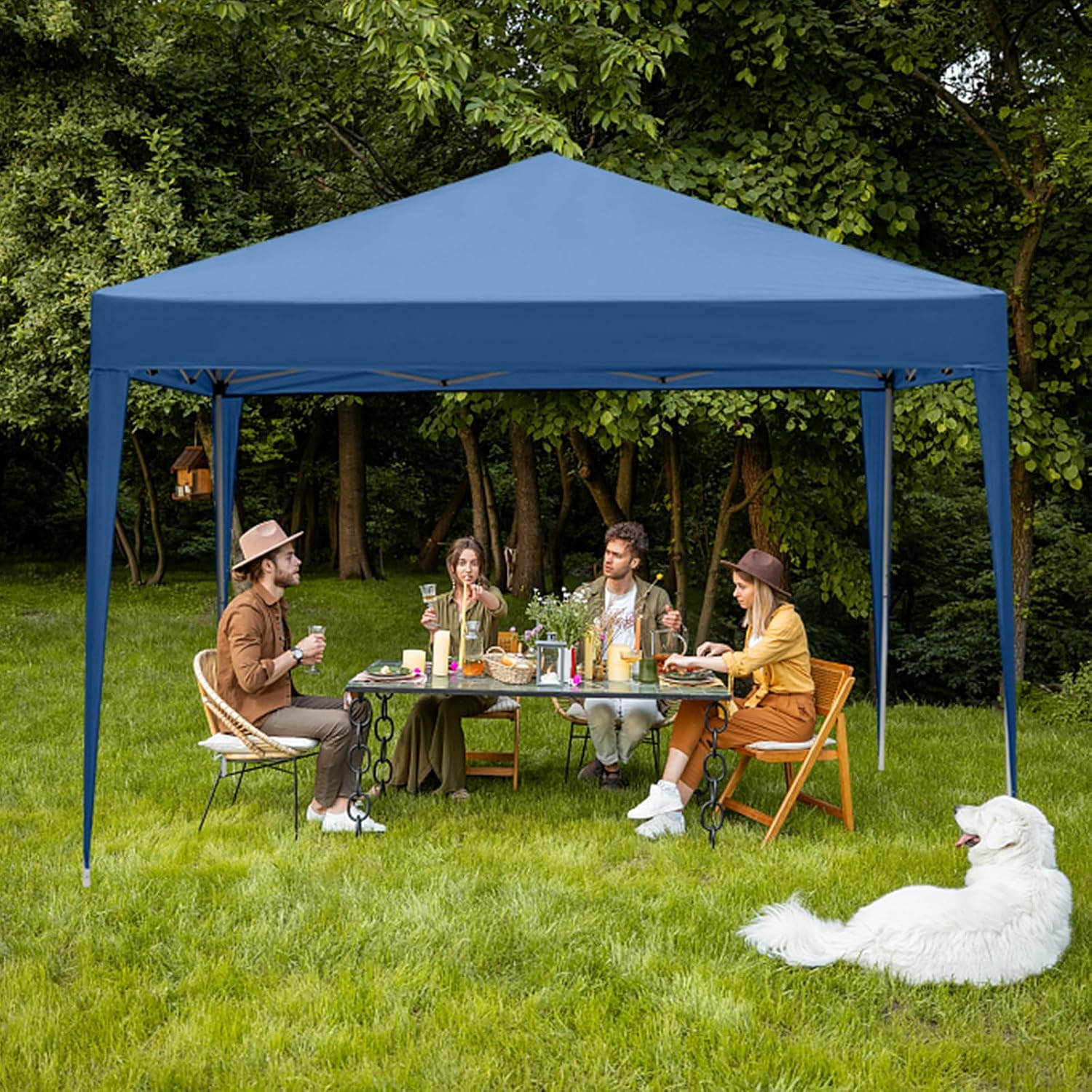 Thumbnail 6 de LEADZM Tonnelle de jardin pliable 3x3 m pop-up réglable en hauteur, imperméable et UV 50+ avec 4 côtés