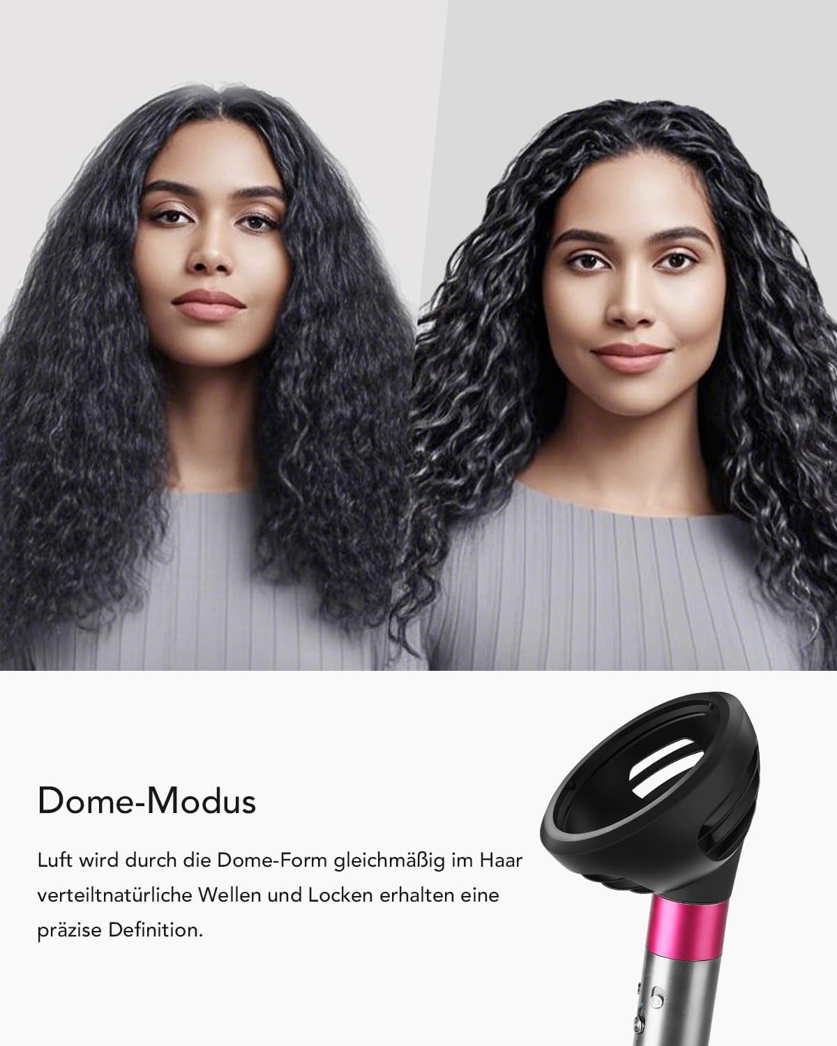 Detalle de Wellen- und Locken-Diffusor-Aufsatz für Dyson Airwrap HS01/HS05/HS08 – Neues Design mit 2 Luftstrom-Modi