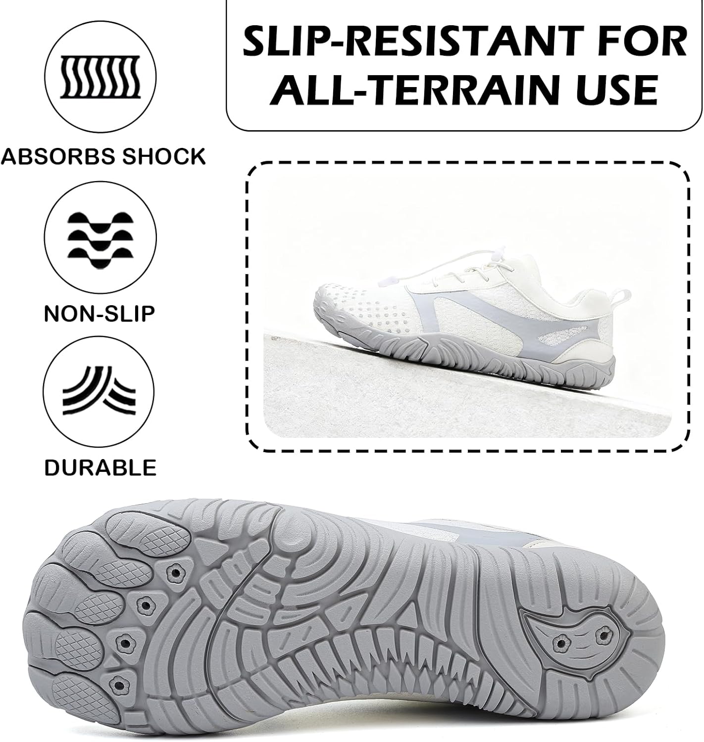 Detalle de DimaiGlobal Scarpe Barefoot Minimaliste da Trail e Indoor – Zero-Drop, suola antiscivolo, mesh leggera